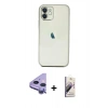 MARSİLYAN™- iPhone 11 Kılıf Vadi Minimal - Siyah Bilvis 3D Mat Cam Ekran Koruyucu + Mor Raze Metal Kamera Lens