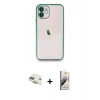 MARSİLYAN™- iPhone 11 Kılıf Vadi Minimal - Siyah Bilvis 3D Mat Cam Ekran Koruyucu + Pers Alüminyum Kamera Lens - GD