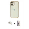 MARSİLYAN™- iPhone 11 Kılıf Vadi Minimal - Siyah Bilvis 3D Mat Cam Ekran Koruyucu + Pers Alüminyum Kamera Lens - GD