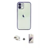 MARSİLYAN™- iPhone 11 Kılıf Vadi Minimal - Siyah Bilvis 3D Mat Cam Ekran Koruyucu + Pers Alüminyum Kamera Lens - GD