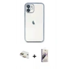 MARSİLYAN™- iPhone 11 Kılıf Vadi Minimal - Siyah Bilvis 3D Mat Cam Ekran Koruyucu + Pers Alüminyum Kamera Lens - GD