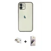 MARSİLYAN™- iPhone 11 Kılıf Vadi Minimal - Siyah Bilvis 3D Mat Cam Ekran Koruyucu + Pers Alüminyum Kamera Lens - GD
