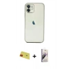 MARSİLYAN™- iPhone 11 Kılıf Vadi Minimal - Siyah Bilvis 3D Mat Cam Ekran Koruyucu + Rainbow Kamera Lens Koruma Cam - KI