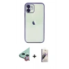 MARSİLYAN™- iPhone 11 Kılıf Vadi Minimal - Siyah Bilvis 3D Mat Cam Ekran Koruyucu + Raze Metal Kamera Lens - KI
