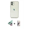 MARSİLYAN™- iPhone 11 Kılıf Vadi Minimal - Siyah Bilvis 3D Mat Cam Ekran Koruyucu + Raze Metal Kamera Lens - KI