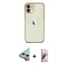 MARSİLYAN™- iPhone 11 Kılıf Vadi Minimal - Siyah Bilvis 3D Mat Cam Ekran Koruyucu + Raze Metal Kamera Lens - KI