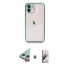 MARSİLYAN™- iPhone 11 Kılıf Vadi Minimal - Siyah Bilvis 3D Mat Cam Ekran Koruyucu + Raze Metal Kamera Lens - KI