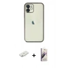 MARSİLYAN™- iPhone 11 Kılıf Vadi Minimal - Siyah Bilvis 3D Mat Cam Ekran Koruyucu + Renkli Kamera Lens Koruma Cam - SI