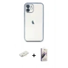 MARSİLYAN™- iPhone 11 Kılıf Vadi Minimal - Siyah Bilvis 3D Mat Cam Ekran Koruyucu + Renkli Kamera Lens Koruma Cam - SI