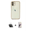 MARSİLYAN™- iPhone 11 Kılıf Vadi Minimal - Siyah Bilvis 3D Mat Cam Ekran Koruyucu + Kamera Lens Koruma Cam - SF