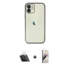 MARSİLYAN™- iPhone 11 Kılıf Vadi Minimal - Siyah Bilvis 3D Mat Cam Ekran Koruyucu + Kamera Lens Koruma Cam - SF