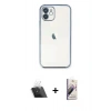 MARSİLYAN™- iPhone 11 Kılıf Vadi Minimal - Siyah Bilvis 3D Mat Cam Ekran Koruyucu + Kamera Lens Koruma Cam - SF