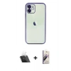 MARSİLYAN™- iPhone 11 Kılıf Vadi Minimal - Siyah Bilvis 3D Mat Cam Ekran Koruyucu + Kamera Lens Koruma Cam - SF
