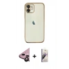 MARSİLYAN™- iPhone 11 Kılıf Vadi Minimal - Siyah Bilvis 3D Mat Cam Ekran Koruyucu + Raze Metal Kamera Lens - SH