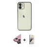 MARSİLYAN™- iPhone 11 Kılıf Vadi Minimal - Siyah Bilvis 3D Mat Cam Ekran Koruyucu + Raze Metal Kamera Lens - SH