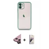 MARSİLYAN™- iPhone 11 Kılıf Vadi Minimal - Siyah Bilvis 3D Mat Cam Ekran Koruyucu + Raze Metal Kamera Lens - SH
