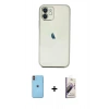 MARSİLYAN™- iPhone 11 Kılıf Vadi Minimal - Siyah Bilvis 3D Mat Cam Ekran Koruyucu + Neon Fosforlu Kamera Lens - TU