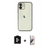 MARSİLYAN™- iPhone 11 Kılıf Vadi Minimal - Siyah Bilvis 3D Mat Cam Ekran Koruyucu + PVD Metal Kamera Lens - TU