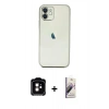 MARSİLYAN™- iPhone 11 Kılıf Vadi Minimal - Siyah Bilvis 3D Mat Cam Ekran Koruyucu + PVD Metal Kamera Lens - TU