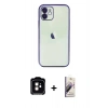 MARSİLYAN™- iPhone 11 Kılıf Vadi Minimal - Siyah Bilvis 3D Mat Cam Ekran Koruyucu + PVD Metal Kamera Lens - TU