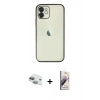 MARSİLYAN™- iPhone 11 Kılıf Vadi Minimal - Siyah Bilvis 3D Mat Cam Ekran Koruyucu + Pers Alüminyum Kamera Lens - YL
