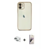 MARSİLYAN™- iPhone 11 Kılıf Vadi Minimal - Siyah Bilvis 3D Mat Cam Ekran Koruyucu + Pers Alüminyum Kamera Lens - YL