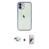 MARSİLYAN™- iPhone 11 Kılıf Vadi Minimal - Siyah Bilvis 3D Mat Cam Ekran Koruyucu + Pers Alüminyum Kamera Lens - YL