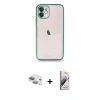 MARSİLYAN™- iPhone 11 Kılıf Vadi Minimal - Siyah Bilvis 3D Mat Cam Ekran Koruyucu + Pers Alüminyum Kamera Lens - YL