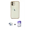 MARSİLYAN™- iPhone 11 Kılıf Vadi Minimal - Siyah Bilvis 5in1 3D Magic Cam Ekran Koruyucu + Pers Alüminyum Kamera Lens - GI