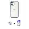 MARSİLYAN™- iPhone 11 Kılıf Vadi Minimal - Siyah Bilvis 5in1 3D Magic Cam Ekran Koruyucu + Pers Alüminyum Kamera Lens - GI