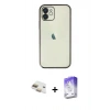 MARSİLYAN™- iPhone 11 Kılıf Vadi Minimal - Siyah Bilvis 5in1 3D Magic Cam Ekran Koruyucu + Pers Alüminyum Kamera Lens - GD