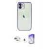 MARSİLYAN™- iPhone 11 Kılıf Vadi Minimal - Siyah Bilvis 5in1 3D Magic Cam Ekran Koruyucu + Pers Alüminyum Kamera Lens - GD