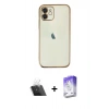 MARSİLYAN™- iPhone 11 Kılıf Vadi Minimal - Siyah Bilvis 5in1 3D Magic Cam Ekran Koruyucu + Kamera Lens Koruma Cam - SF