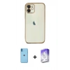 MARSİLYAN™- iPhone 11 Kılıf Vadi Minimal - Siyah Bilvis 5in1 3D Magic Cam Ekran Koruyucu + Neon Fosforlu Kamera Lens - MI