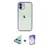 MARSİLYAN™- iPhone 11 Kılıf Vadi Minimal - Siyah Bilvis 5in1 3D Magic Cam Ekran Koruyucu + Raze Metal Kamera Lens - MI