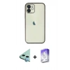 MARSİLYAN™- iPhone 11 Kılıf Vadi Minimal - Siyah Bilvis 5in1 3D Magic Cam Ekran Koruyucu + Raze Metal Kamera Lens - MI