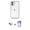 MARSİLYAN™- iPhone 11 Kılıf Vadi Minimal - Siyah Bilvis 5in1 3D Magic Cam Ekran Koruyucu + Pers Alüminyum Kamera Lens - LT