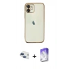 MARSİLYAN™- iPhone 11 Kılıf Vadi Minimal - Siyah Bilvis 5in1 3D Magic Cam Ekran Koruyucu + Pers Alüminyum Kamera Lens - LT