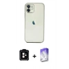 MARSİLYAN™- iPhone 11 Kılıf Vadi Minimal - Siyah Bilvis 5in1 3D Magic Cam Ekran Koruyucu + PVD Metal Kamera Lens - TU