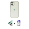 MARSİLYAN™- iPhone 11 Kılıf Vadi Minimal - Siyah Bilvis 5in1 3D Magic Cam Ekran Koruyucu + Raze Metal Kamera Lens - KI