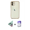 MARSİLYAN™- iPhone 11 Kılıf Vadi Minimal - Siyah Bilvis 5in1 3D Magic Cam Ekran Koruyucu + Raze Metal Kamera Lens - KI