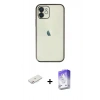 MARSİLYAN™- iPhone 11 Kılıf Vadi Minimal - Siyah Bilvis 5in1 3D Magic Cam Ekran Koruyucu + Renkli Kamera Lens Koruma Cam - PE