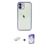 MARSİLYAN™- iPhone 11 Kılıf Vadi Minimal - Siyah Bilvis 5in1 3D Magic Cam Ekran Koruyucu + Renkli Kamera Lens Koruma Cam - SI