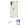 MARSİLYAN™- iPhone 11 Kılıf Vadi Minimal - Siyah Bilvis 5in1 3D Magic Cam Ekran Koruyucu + Renkli Kamera Lens Koruma Cam - SI