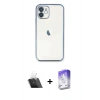 MARSİLYAN™- iPhone 11 Kılıf Vadi Minimal - Siyah Bilvis 5in1 3D Magic Cam Ekran Koruyucu + Şeffaf Kamera Lens Koruma Cam
