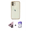 MARSİLYAN™- iPhone 11 Kılıf Vadi Minimal - Siyah Bilvis 5in1 3D Magic Cam Ekran Koruyucu + Raze Metal Kamera Lens - SH