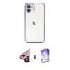 MARSİLYAN™- iPhone 11 Kılıf Vadi Minimal - Siyah Bilvis 5in1 3D Magic Cam Ekran Koruyucu + Raze Metal Kamera Lens - SH