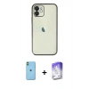 MARSİLYAN™- iPhone 11 Kılıf Vadi Minimal - Siyah Bilvis 5in1 3D Magic Cam Ekran Koruyucu + Neon Fosforlu Kamera Lens - YL
