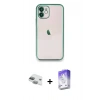 MARSİLYAN™- iPhone 11 Kılıf Vadi Minimal - Siyah Bilvis 5in1 3D Magic Cam Ekran Koruyucu + Pers Alüminyum Kamera Lens - YL