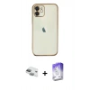 MARSİLYAN™- iPhone 11 Kılıf Vadi Minimal - Siyah Bilvis 5in1 3D Magic Cam Ekran Koruyucu + Pers Alüminyum Kamera Lens - YL